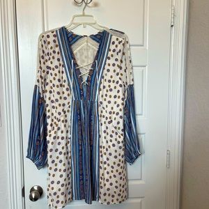Free People Pebbles in the Rain Woman’s Boho Peasant Tunic Dress Preloved